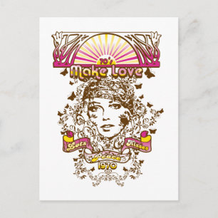 70s make love lots peaces kisses 1970 postcard