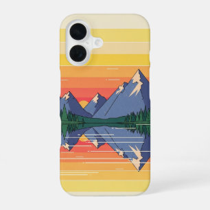 70s Minimalist Sunset Lake iPhone 16 Case