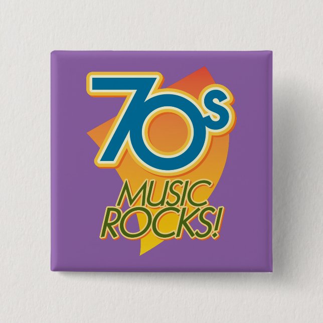 70s Music Rocks! 15 Cm Square Badge (Front)