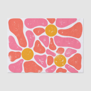70's Orange and Pink Retro Flower Power Hippie Tissue Paper