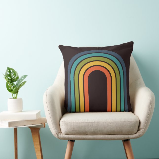 70s Orange Brown Teal Pattern Custom Kitchen Cushion (Chair)