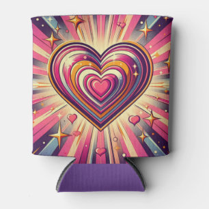 70s pop art heart/Valentines Can Cooler