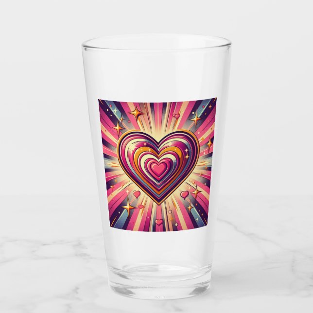 70s pop art heart/Valentines  Glass (Front)