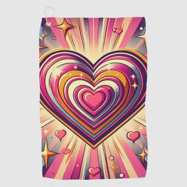 70s pop art heart/Valentines  Golf Towel (Front)