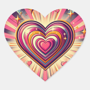 70s pop art heart/Valentines Heart Sticker
