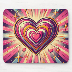 70s pop art heart/Valentines Mouse Pad