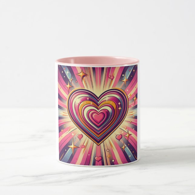 70s pop art heart/Valentine's  Mug (Center)