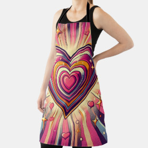 70s pop art heart/Valentine's Mug Apron