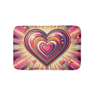 70s pop art heart/Valentine's  Mug Bath Mat