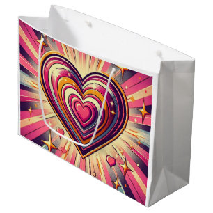 70s pop art heart/Valentine's Mug Large Gift Bag