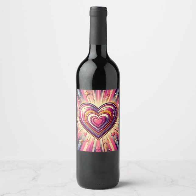 70s pop art heart/Valentine's  Mug Wine Label (Front)