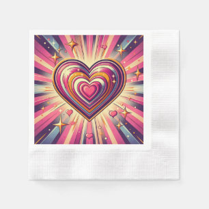 70s pop art heart/Valentines  Napkin