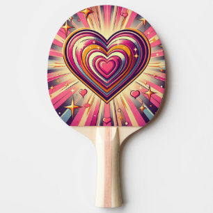70s pop art heart/Valentines Ping Pong Paddle