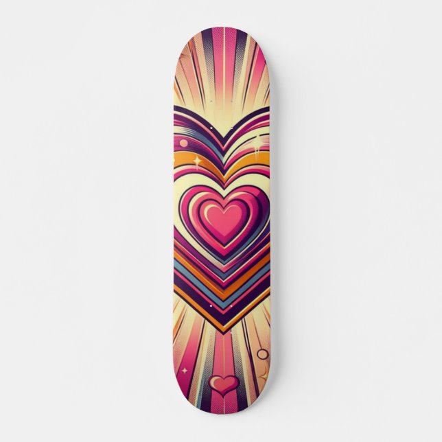 70s pop art heart/Valentines  Skateboard (Front)