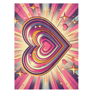 70s pop art heart/Valentines  Tablecloth