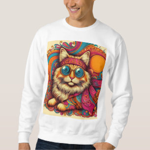 70's psychedelic cat sweatshirt