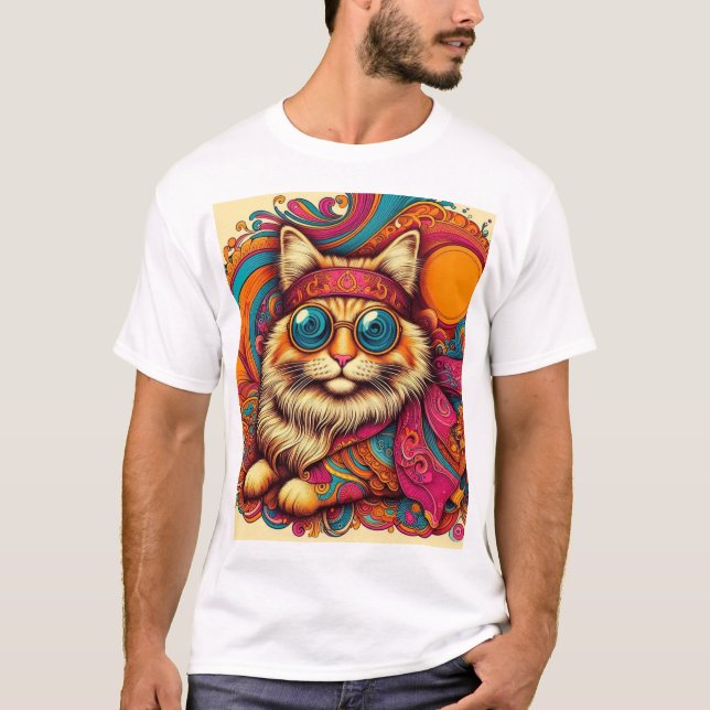 70's psychedelic cat T-Shirt (Front)