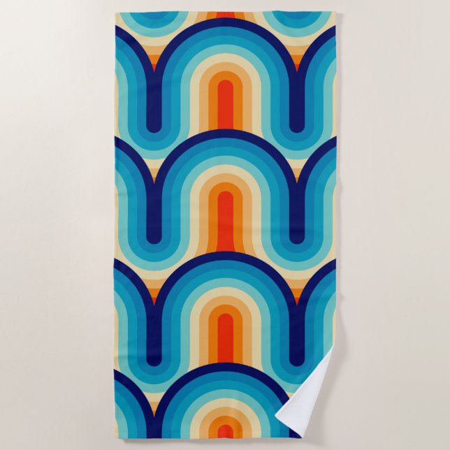 70s Rainbow Curves Beach Towel (Front)
