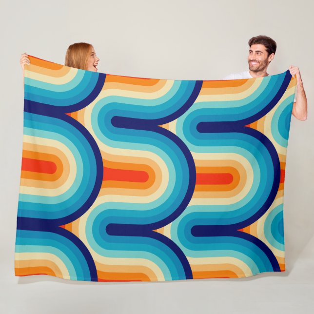 70s Rainbow Curves Fleece Blanket (In Situ)