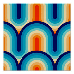 70s Rainbow Curves Poster