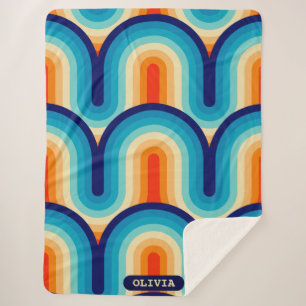 70s Rainbow Curves Sherpa Blanket