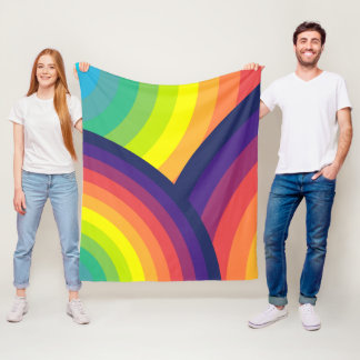 70's Rainbow Pattern Fleece Blanket