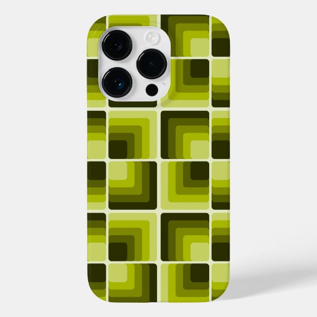 70s Rainbow Squares Monochrome Green Case-Mate iPhone Case (Back)