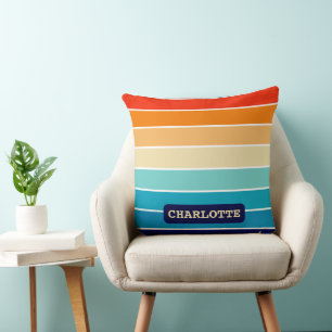 70s Rainbow Stripes Cushion