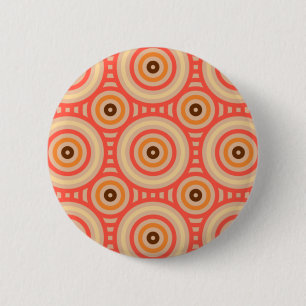 70s Retro Circular Geometric Pattern. 6 Cm Round Badge