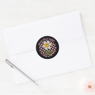 70's Retro Daisy   Good Vibes Only Classic Round Sticker