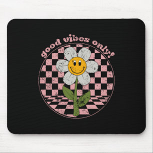70's Retro Daisy Good Vibes Only Mouse Pad