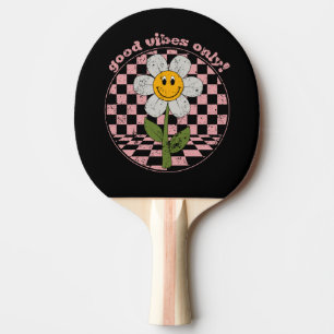 70's Retro Daisy   Good Vibes Only Ping Pong Paddle