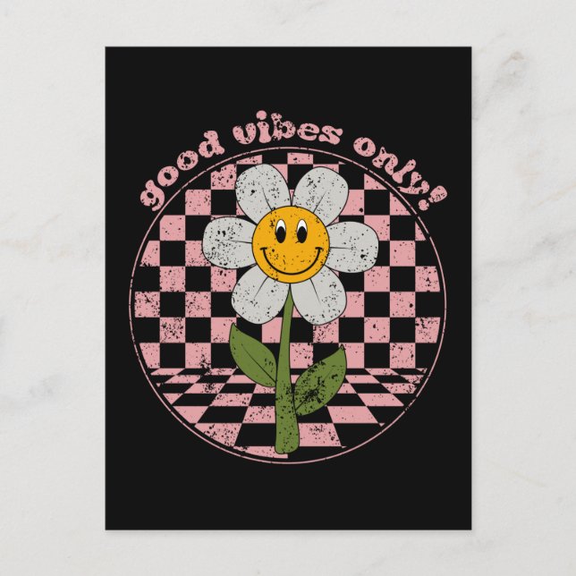 70's Retro Daisy | Good Vibes Only Postcard (Front)