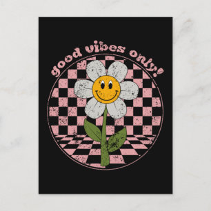 70's Retro Daisy   Good Vibes Only Postcard