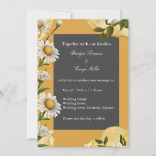 70s Retro Daisy Wedding - burnt orange terracotta Invitation