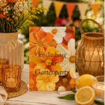 70s Retro Floral Garden Party Invitation