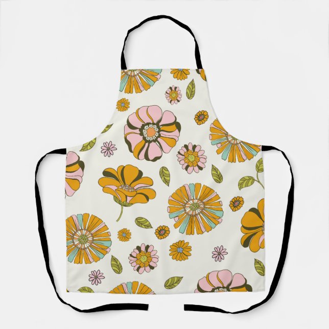70's Retro Floral Pattern Apron (Front)