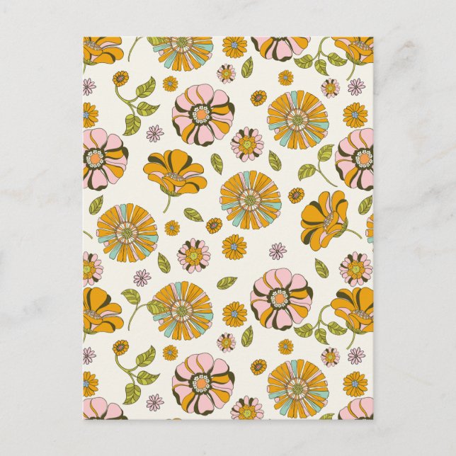 70's Retro Floral Pattern Postcard (Front)