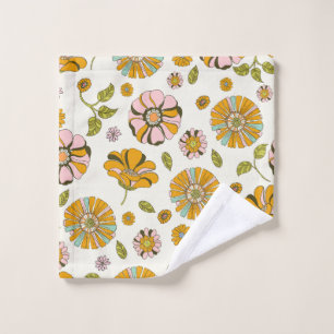 70's Retro Floral Pattern Wash Cloth