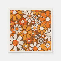 70s Retro Floral Pattern with Groovy 1970s Flowers