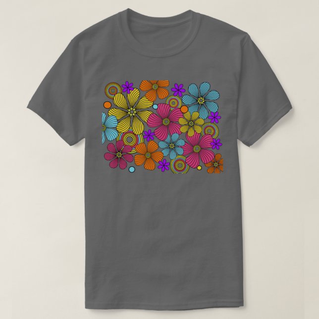 70s Retro Flower power Design T-Shirt (Design Front)