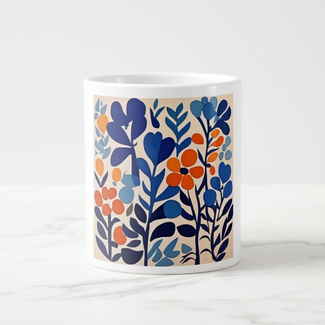 70's retro flowers large coffee mug (Front)