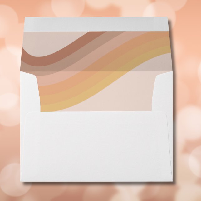 70s Retro Groovy Lines Funky Photo Wedding Envelope (Creator Uploaded)