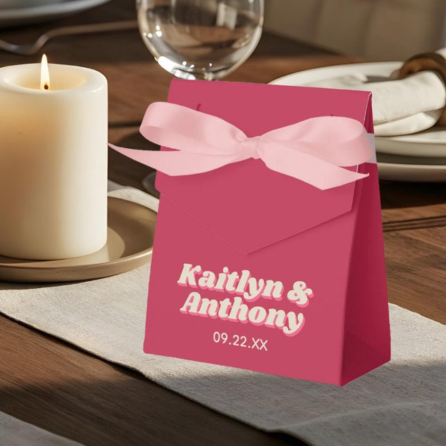 70's Retro Groovy Viva Magenta Wedding Favour Box (Creator Uploaded)