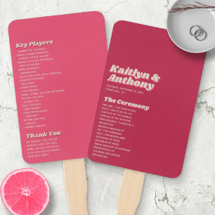 70's Retro Groovy Viva Magenta Wedding Hand Fan