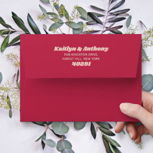 70's Retro Groovy Viva Magenta Wedding Invitation Envelope