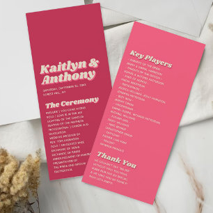 70's Retro Groovy Viva Magenta Wedding Programme