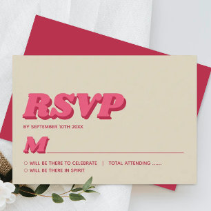 70's Retro Groovy Viva Magenta Wedding RSVP Card