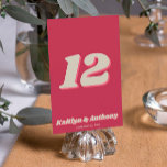 70's Retro Groovy Viva Magenta Wedding Table No. Invitation<br><div class="desc">Celebrate in style with these very trendy 70's retro style wedding table number cards. This design is easy to personalise with your special event wording and your guests will be thrilled when they see these fabulous table numbers. *** HOW TO ORDER *** Please customise and add each table number card...</div>