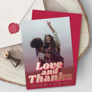 70's Retro Groovy Viva Magenta Wedding Thank You